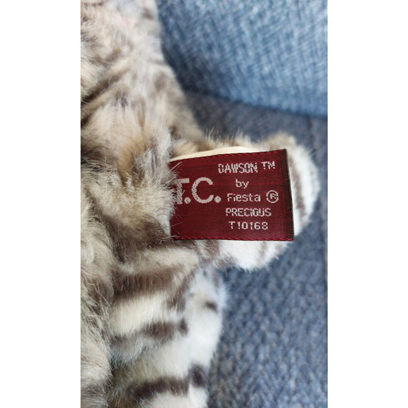 T.C. Dawson Brown Striped Cat Plush Stuffed Animal Toy with Bow 12" Cute Gift - Picture 6 of 11